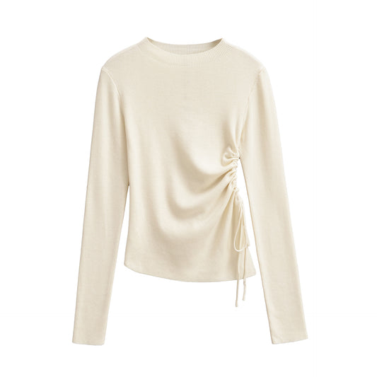 Wrinkle slim fit design long sleeved diagonal sweater